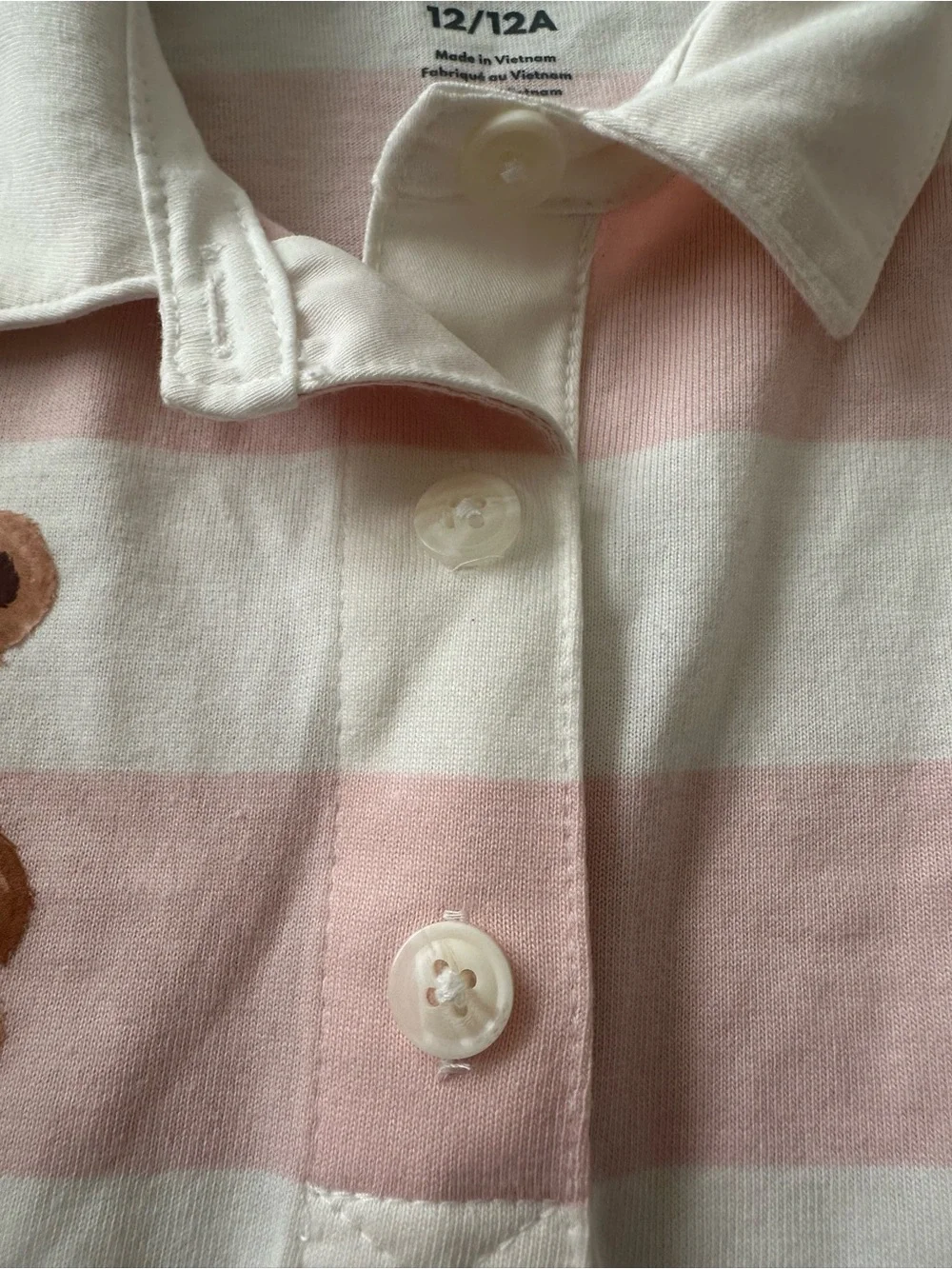 Carter’s Girls Size 12 Pink Striped Polo Dress Teddy Bear Preppy NWT